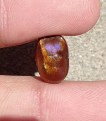 7.25ct Mexican Fire Agate,  Rare Fire Agate, Oval Fire Agate - Perfect gemstone Gift, Yellow-Purple Fire Agate, Dimensions - 13x9x5mm