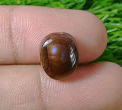6.7ct Natural Fire Agate, Mexican Fire Agate, Polished Fire Agate Rare Fire Agate - Perfect gemstone Gift, Brown Oval Cabochon Fire Agate, Dimensions -  14x11 mm