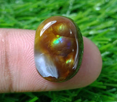 17.9ct Polished Fire Agate, Fire Agate Oval cabochon - Perfect gemstone Gift, Rare Gemstone , Dimensions - 18x13mm