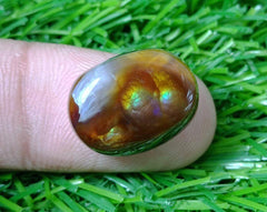17.9ct Polished Fire Agate, Fire Agate Oval cabochon - Perfect gemstone Gift, Rare Gemstone , Dimensions - 18x13mm