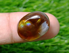 17.9ct Polished Fire Agate, Fire Agate Oval cabochon - Perfect gemstone Gift, Rare Gemstone , Dimensions - 18x13mm