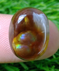 17.9ct Polished Fire Agate, Fire Agate Oval cabochon - Perfect gemstone Gift, Rare Gemstone , Dimensions - 18x13mm