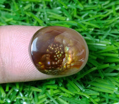 16.8ct Mexican Fire Agate, Fire Agate cabochon - Perfect gemstone Gift, Bubbly Blue Fire Agate, Rare Gemstone than Diamonds, Dimensions - 16.8ct 17x15x7mm