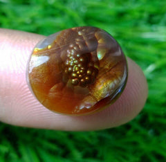 16.8ct Mexican Fire Agate, Fire Agate cabochon - Perfect gemstone Gift, Bubbly Blue Fire Agate, Rare Gemstone than Diamonds, Dimensions - 16.8ct 17x15x7mm