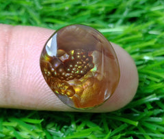 16.8ct Mexican Fire Agate, Fire Agate cabochon - Perfect gemstone Gift, Bubbly Blue Fire Agate, Rare Gemstone than Diamonds, Dimensions - 16.8ct 17x15x7mm