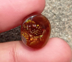 16.8ct Mexican Fire Agate, Fire Agate cabochon - Perfect gemstone Gift, Bubbly Blue Fire Agate, Rare Gemstone than Diamonds, Dimensions - 16.8ct 17x15x7mm