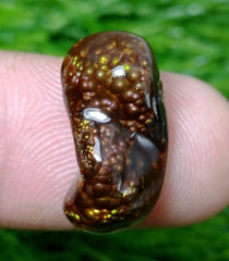 عقيق ناري مكسيكي منحني طبيعي 10.7 قيراط، حجر كريم نادر من الماس، عقيق ناري فقاعي، الأبعاد-19x11 ملم