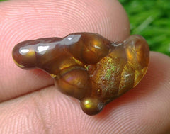 عقيق ناري مكسيكي 12 قيراط، عقيق ناري نادر، عقيق ناري ذو شكل فريد مناسب للقلادة - هدية مثالية من الأحجار الكريمة، حجر كريم نادر من الماس، الأبعاد - 23 × 14 مم