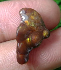 عقيق ناري مكسيكي 12 قيراط، عقيق ناري نادر، عقيق ناري ذو شكل فريد مناسب للقلادة - هدية مثالية من الأحجار الكريمة، حجر كريم نادر من الماس، الأبعاد - 23 × 14 مم