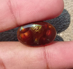 17.5ct Mexican Fire Agate, Rare Fire Agate, Curved Oval Cabochon Fire Agate - Perfect gemstone Gift ,Dimensions - 22x14 mm