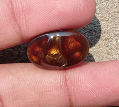 17.5ct Mexican Fire Agate, Rare Fire Agate, Curved Oval Cabochon Fire Agate - Perfect gemstone Gift ,Dimensions - 22x14 mm