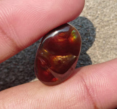 17.5ct Mexican Fire Agate, Rare Fire Agate, Curved Oval Cabochon Fire Agate - Perfect gemstone Gift ,Dimensions - 22x14 mm