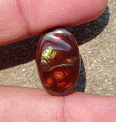 17.5ct Mexican Fire Agate, Rare Fire Agate, Curved Oval Cabochon Fire Agate - Perfect gemstone Gift ,Dimensions - 22x14 mm