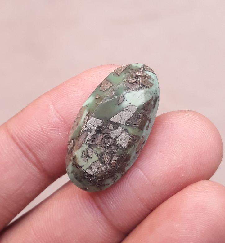 Natural Turquoise with Pyrite - Green Matrix Turquoise - 25.65ct 27x14x8mm Natural Turquoise with Pyrite - Green Matrix Turquoise - 25.65ct 27x14x8mm