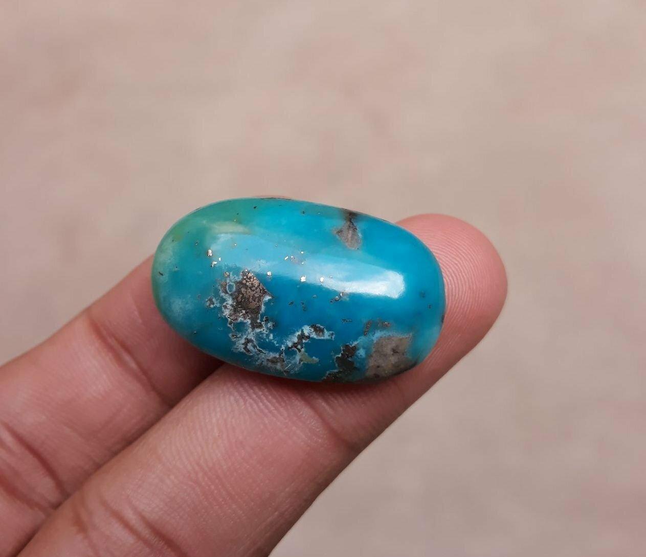 Natural Turquoise with Pyrite - Blue Matrix Turquoise - Shajri Feroza- 35ct-30x18mm Natural Turquoise with Pyrite - Blue Matrix Turquoise - Shajri Feroza- 35ct-30x18mm