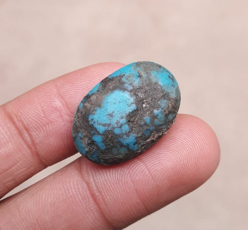 Natural Turquoise with Pyrite - Blue Matrix Turquoise - Shajri Feroza- 29ct-24x16mm Natural Turquoise with Pyrite - Blue Matrix Turquoise - Shajri Feroza- 29ct-24x16mm