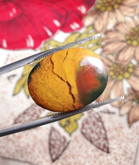 حجر دم طبيعي عالي الجودة 20 قيراط - هيليوتروب - الأبعاد - 21 مم × 15 مم