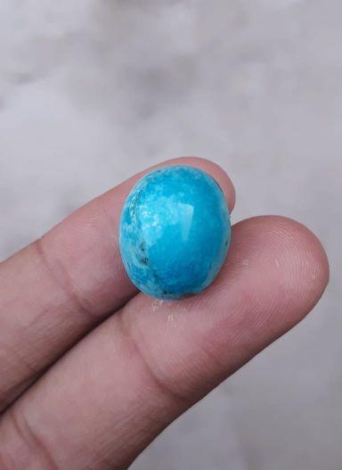 Natural Certified Turquoise - Blue Matrix Turquoise - Shajri Feroza-26ct-19x15mm Natural Certified Turquoise - Blue Matrix Turquoise - Shajri Feroza-26ct-19x15mm