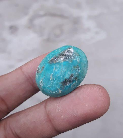Natural Certified Turquoise - Blue Matrix Turquoise - Shajri Feroza-57ct-27x20mm Natural Certified Turquoise - Blue Matrix Turquoise - Shajri Feroza-57ct-27x20mm