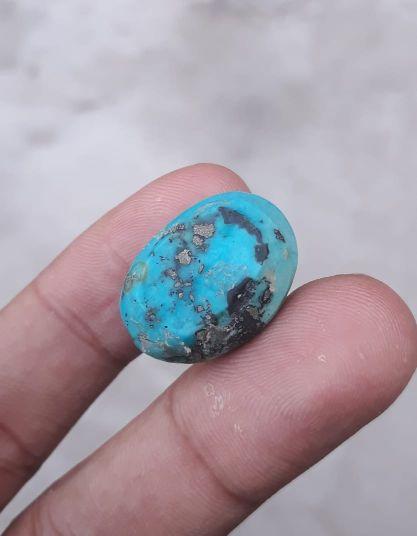 36ct Natural Certified Turquoise  - Blue Matrix Turquoise - Shajri Feroza-36ct-22x16 mm 36ct Natural Certified Turquoise  - Blue Matrix Turquoise - Shajri Feroza-36ct-22x16 mm