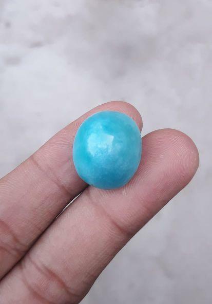 Natural Certified Turquoise  - Blue Turquoise - Shajri Feroza-26ct-20x16 mm Natural Certified Turquoise  - Blue Turquoise - Shajri Feroza-26ct-20x16 mm
