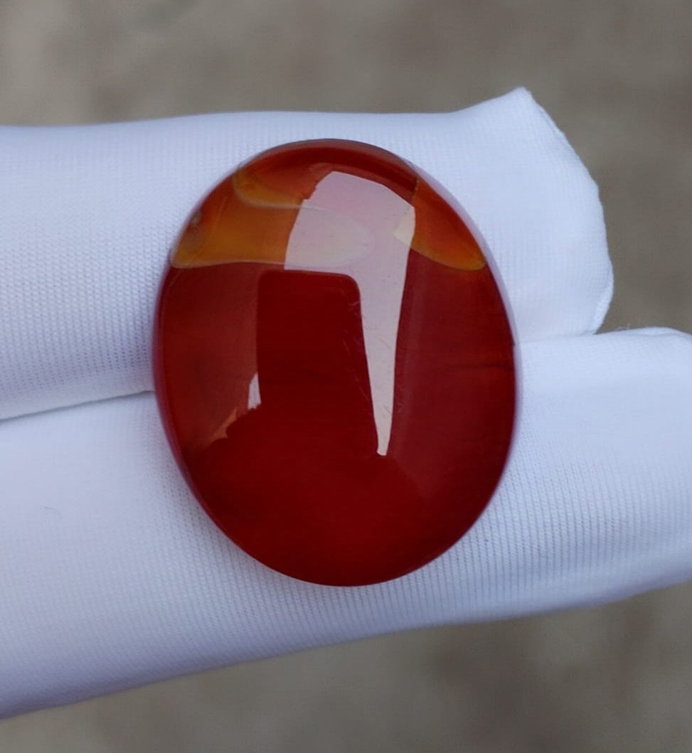 Natural Red Aqeeq from Yaman - Red Carnelian Cabochon Yamani - 42 ct