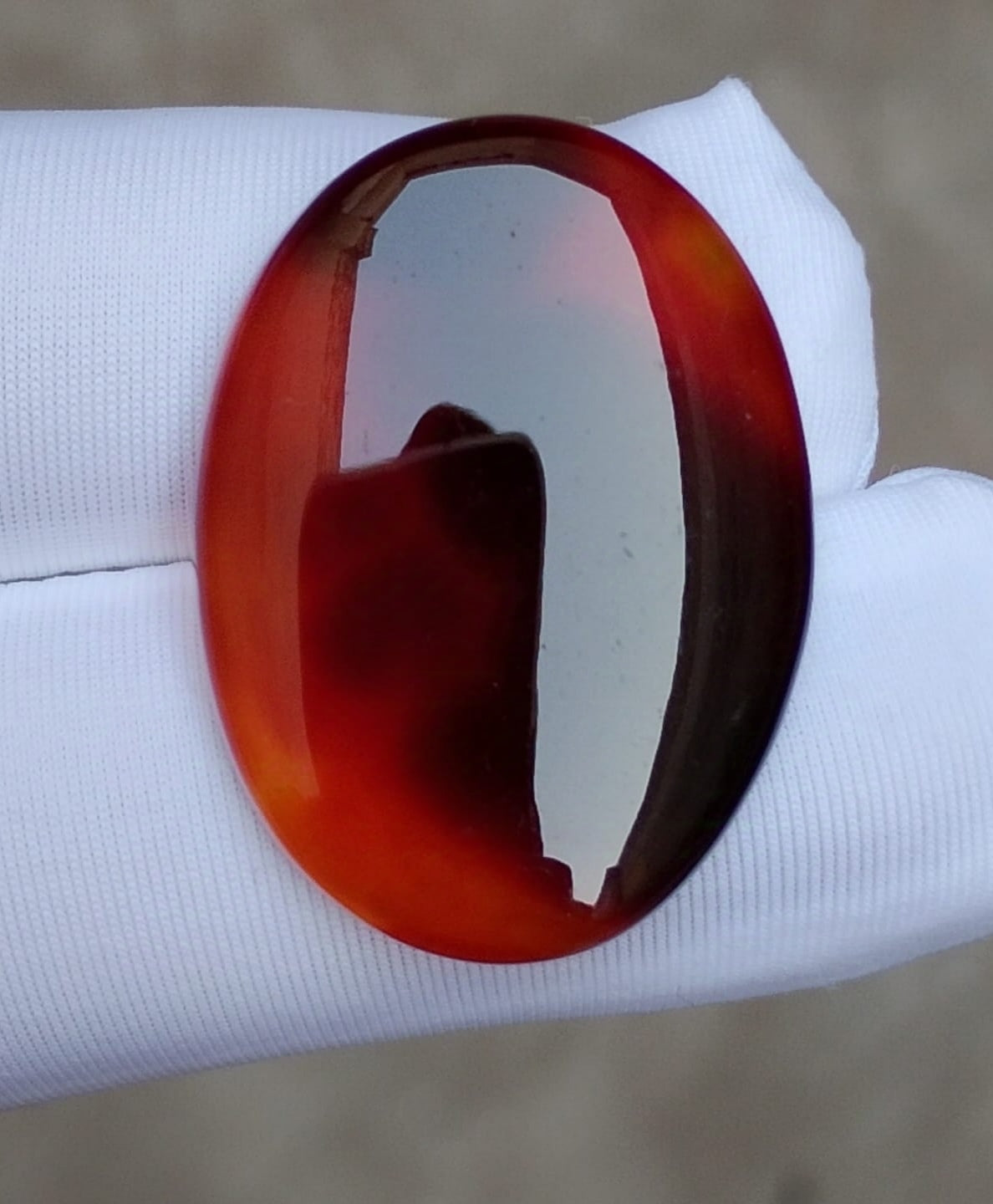 Natural kabdi Aqeeq from Yaman - Dark brown Carnelian Cabochon Yamani - 28 ct