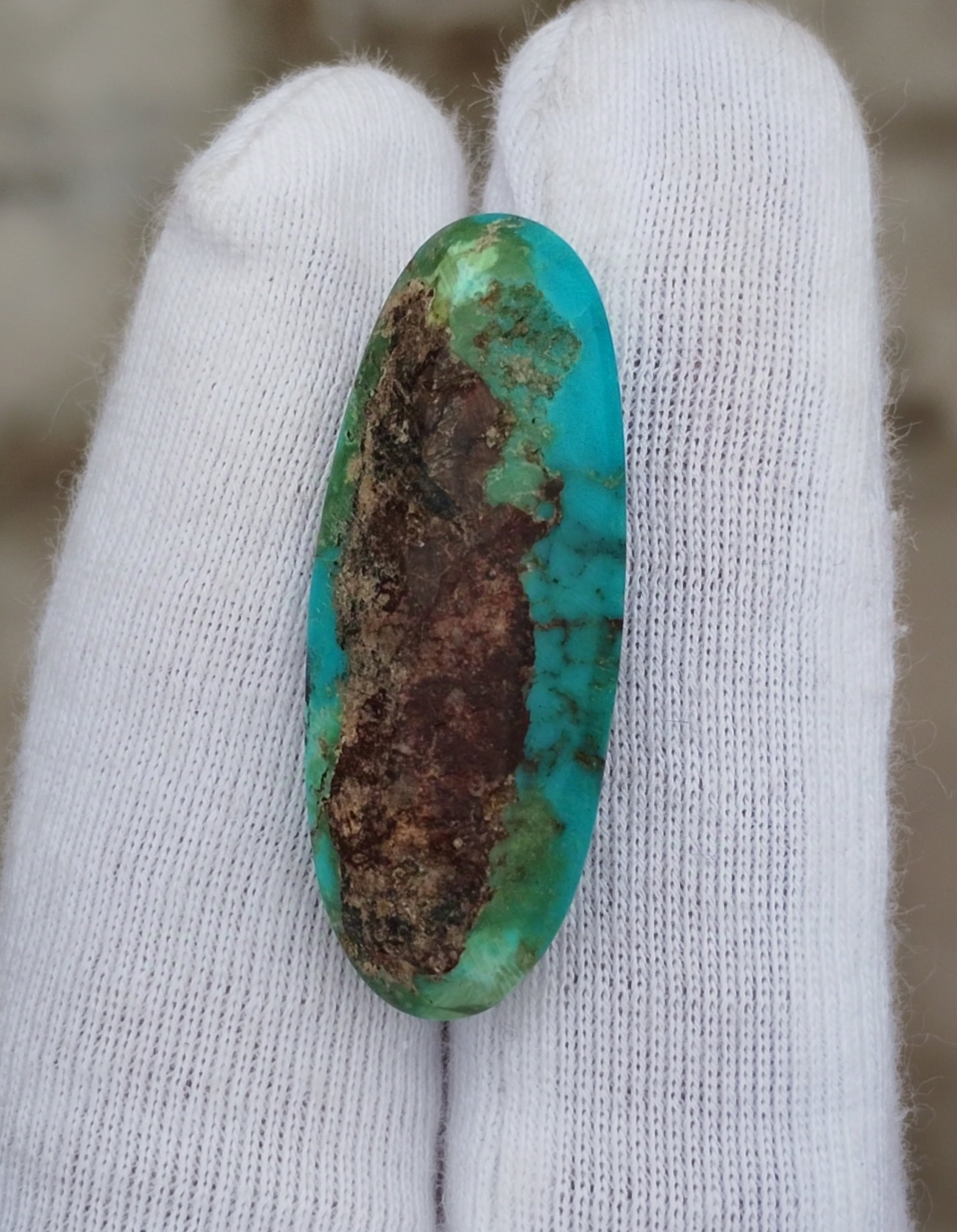 18.4ct Green Matrix Turquoise, Natural Feroza Stone Dimensions-12x31mm