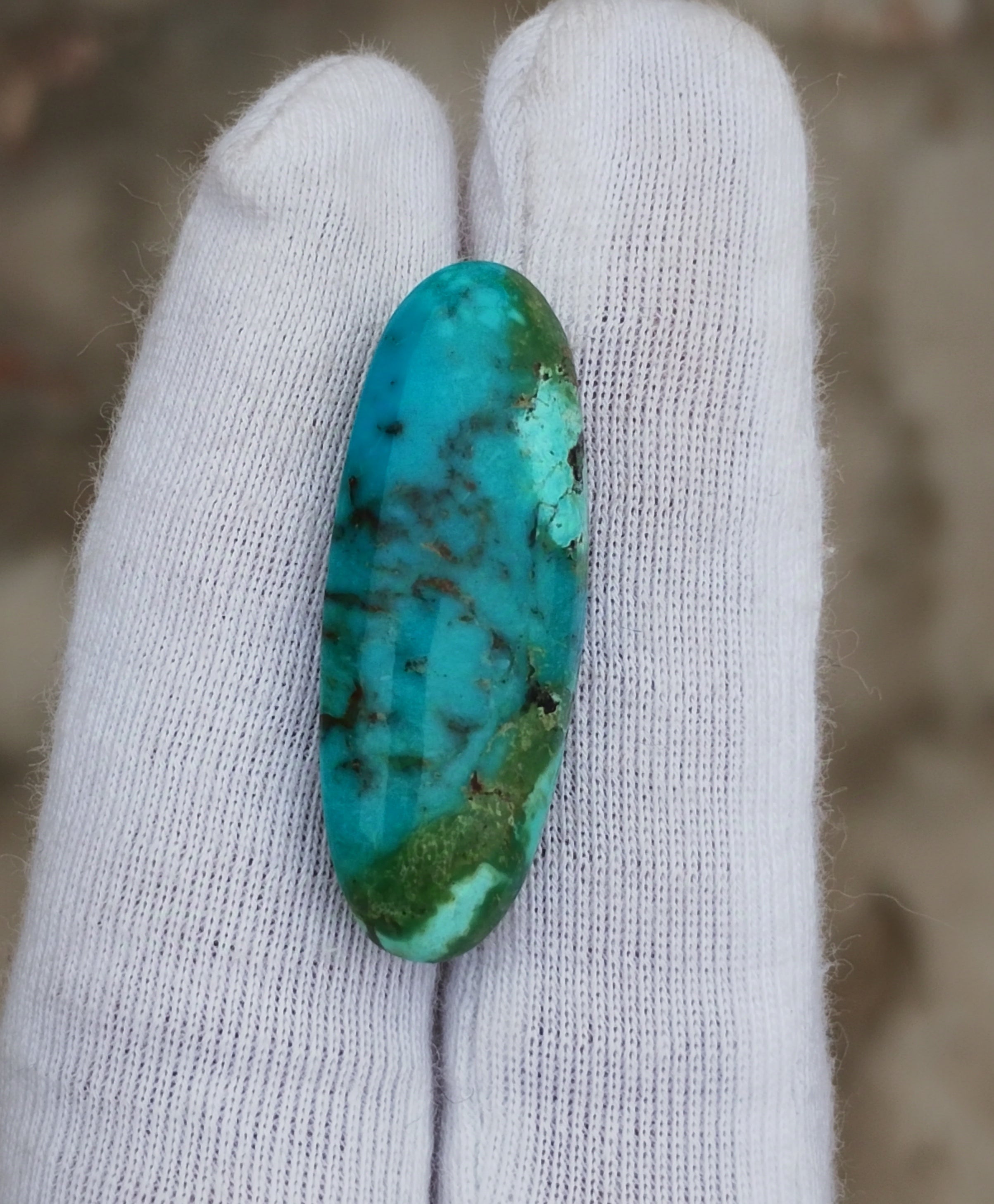 18.4ct Green Matrix Turquoise, Natural Feroza Stone Dimensions-12x31mm