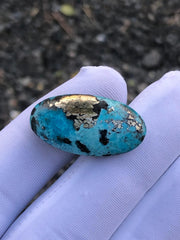 25ct Turquoise with Pyrite, Natural Feroza Stone Dimension 28x15mm