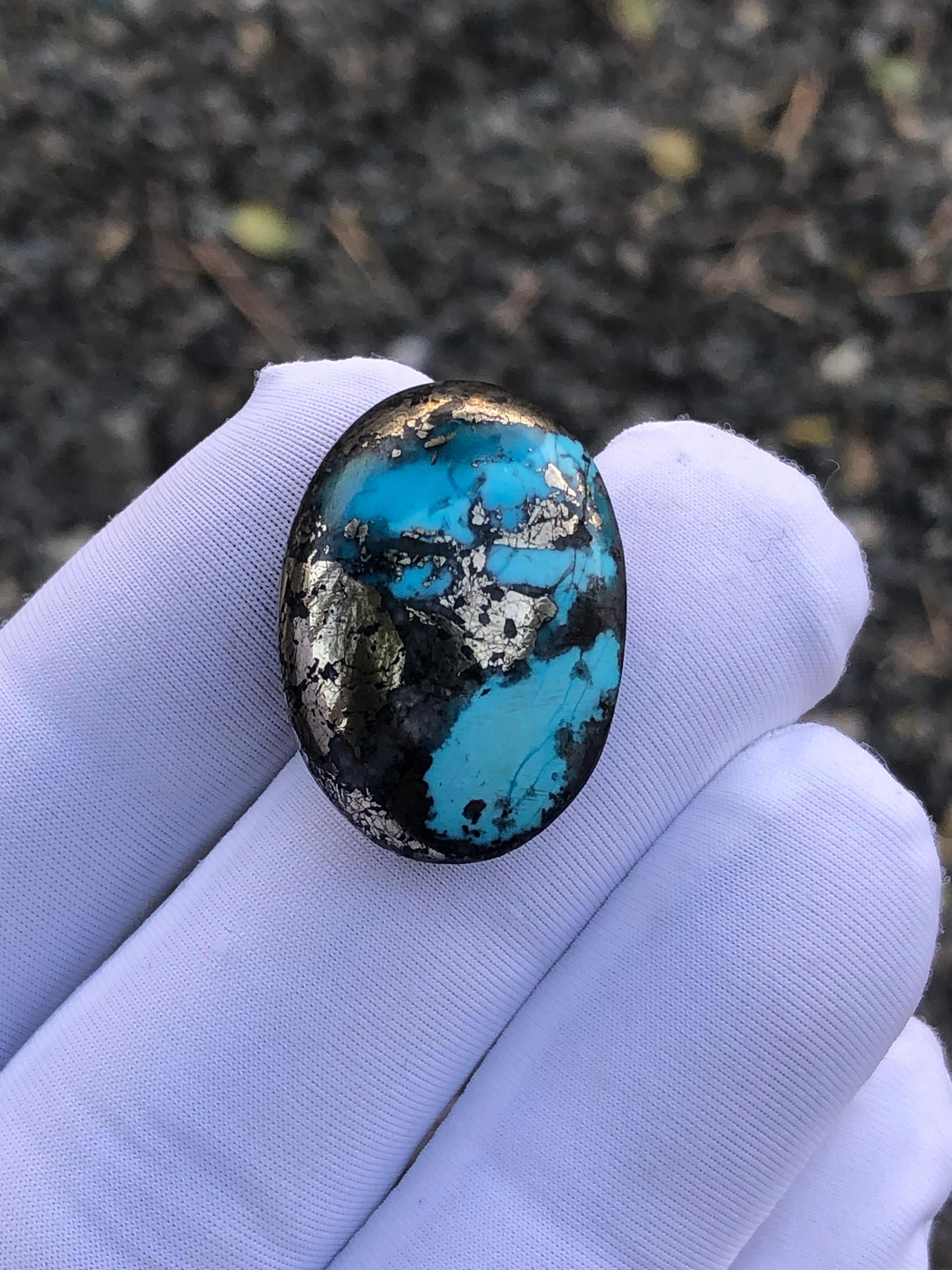 50ct Turquoise with Pyrite, Natural Feroza Stone Dimension 26x18mm