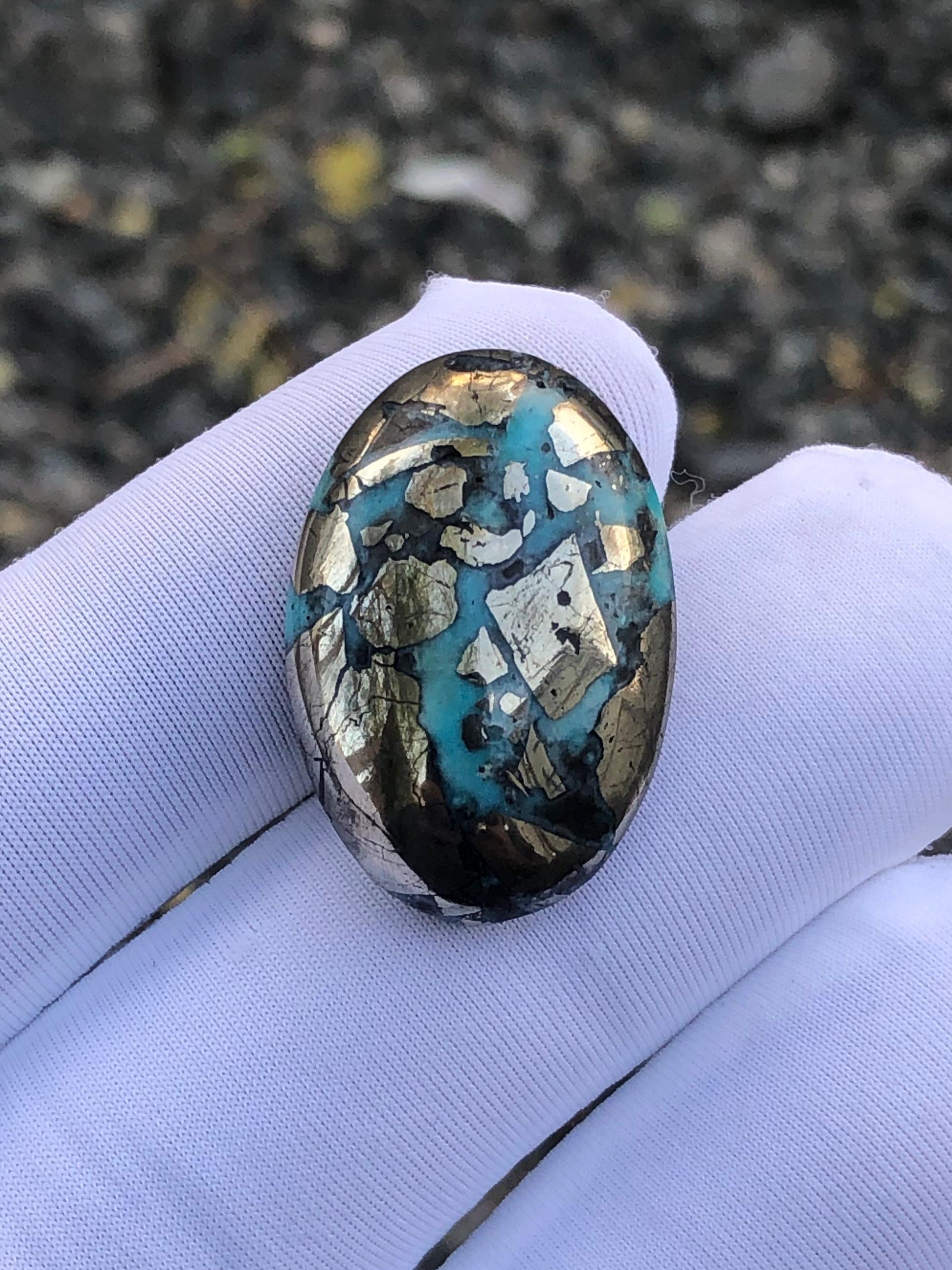 35ct Turquoise with Pyrite, Natural Feroza Stone Dimension 26x17mm