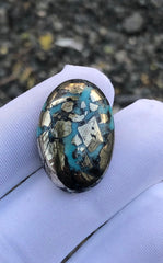 35ct Turquoise with Pyrite, Natural Feroza Stone Dimension 26x17mm