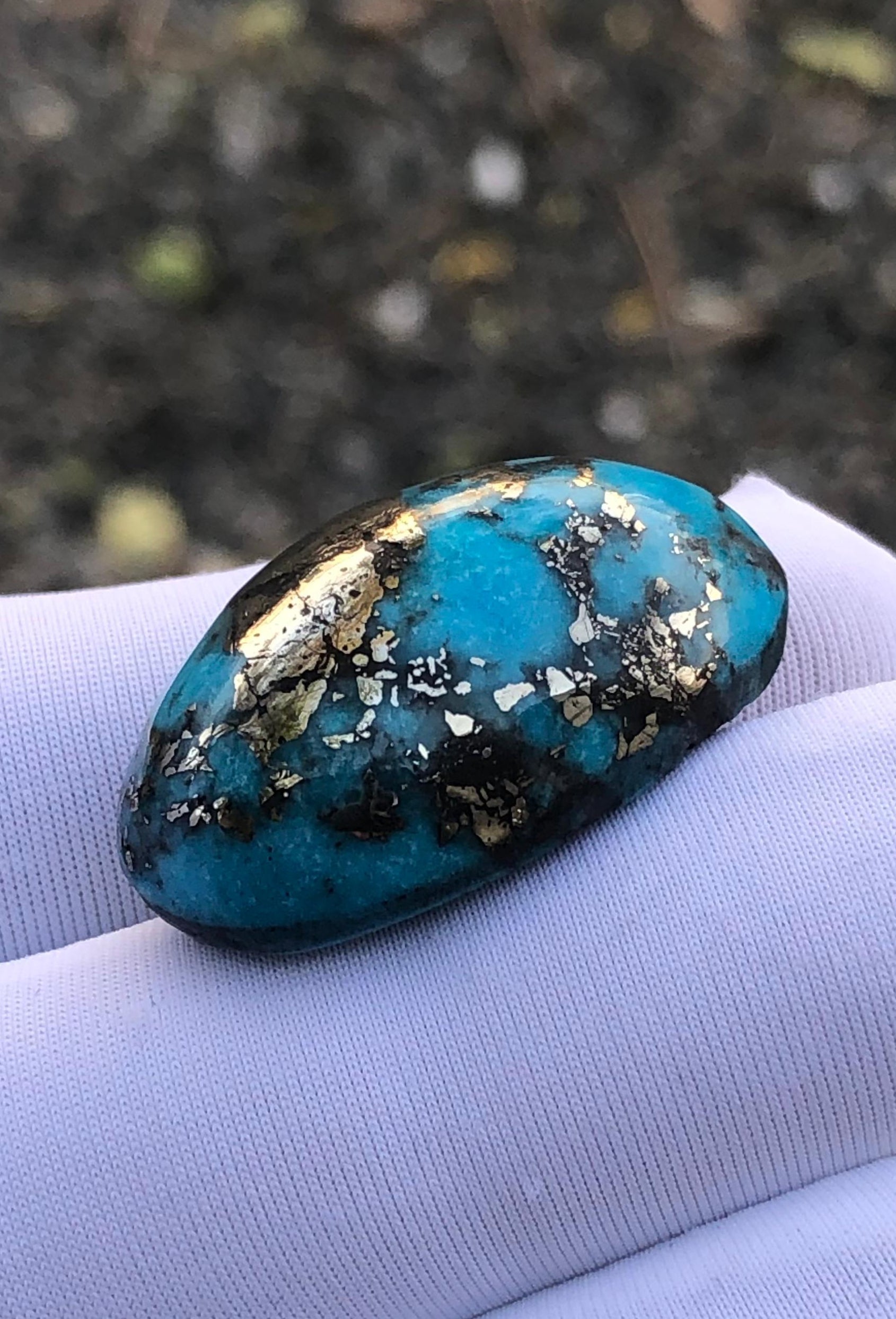 50ct Turquoise with Pyrite, Natural Feroza Stone Dimension 28x18mm