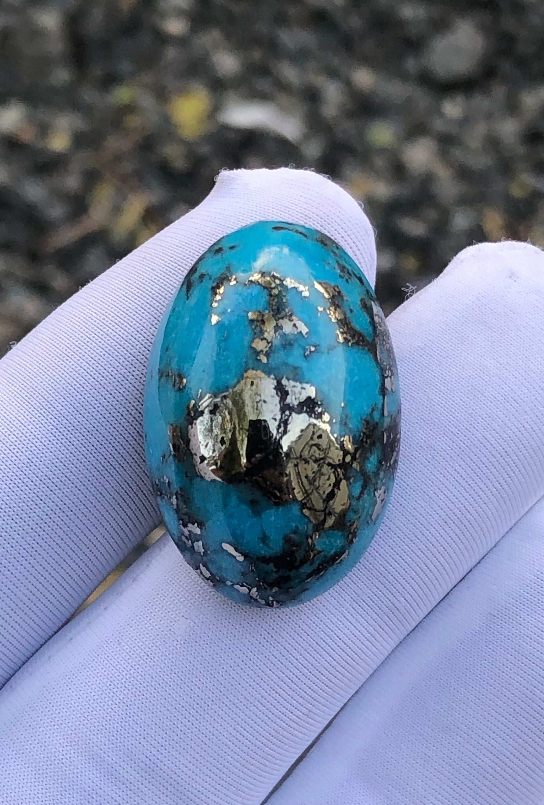 50ct Turquoise with Pyrite, Natural Feroza Stone Dimension 28x18mm