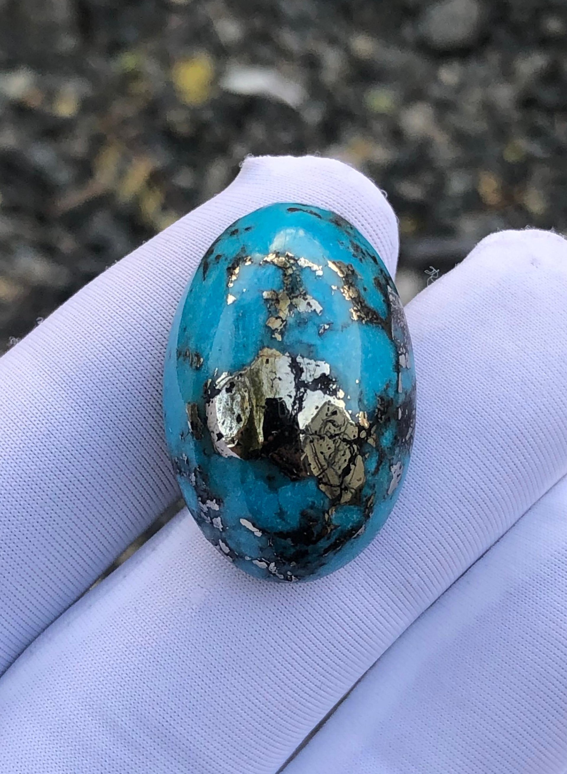 50ct Turquoise with Pyrite, Natural Feroza Stone Dimension 28x18mm