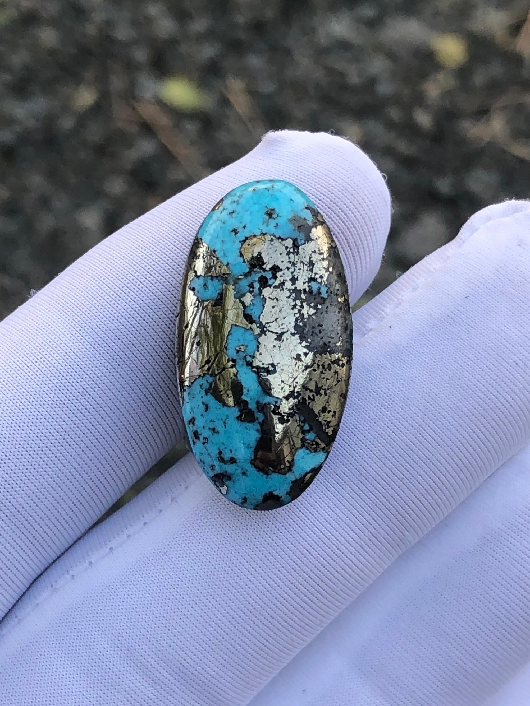 28ct Turquoise with Pyrite, Natural Feroza Stone Dimension 26x14mm