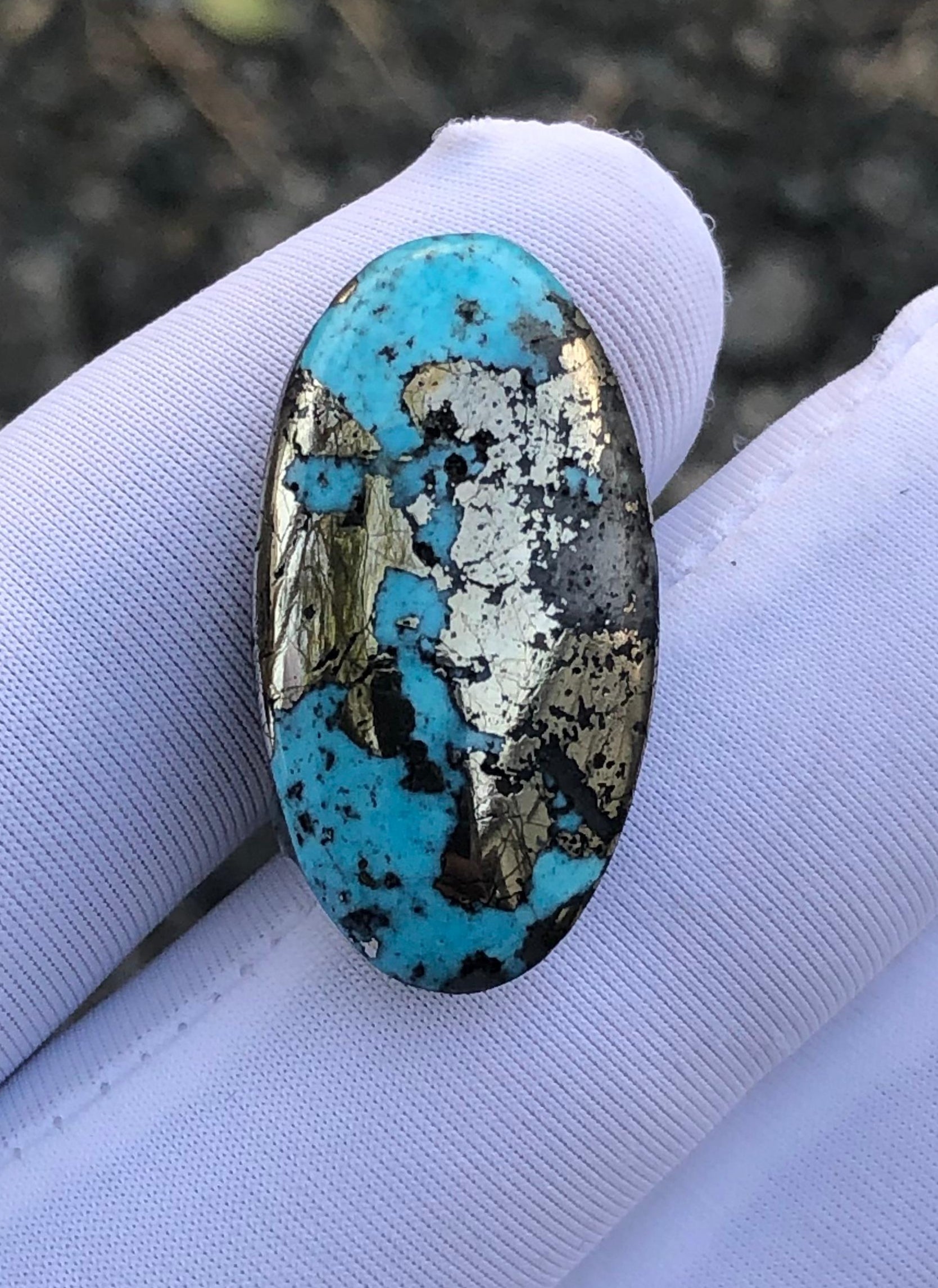 28ct Turquoise with Pyrite, Natural Feroza Stone Dimension 26x14mm