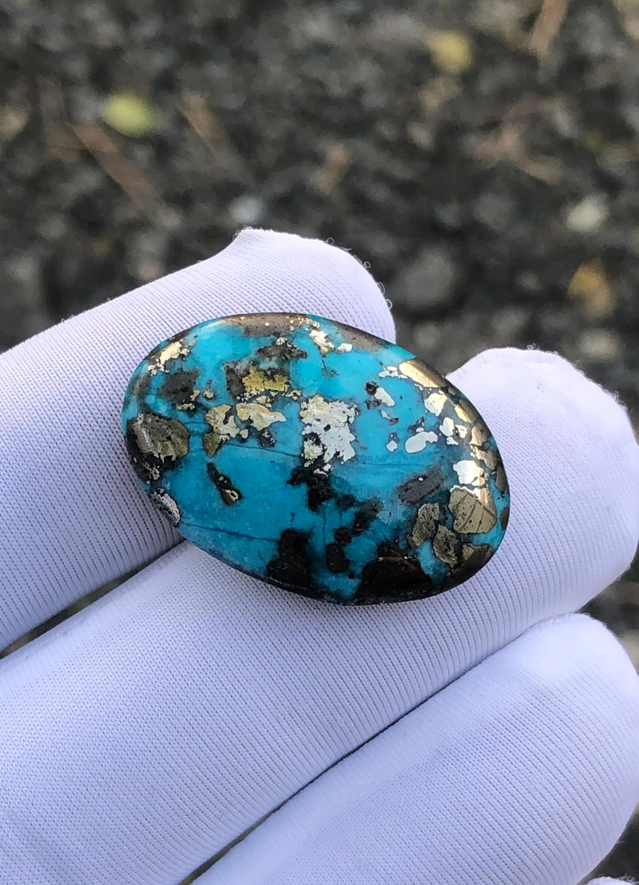 31ct Turquoise with Pyrite, Natural Feroza Stone Dimension 27x18mm