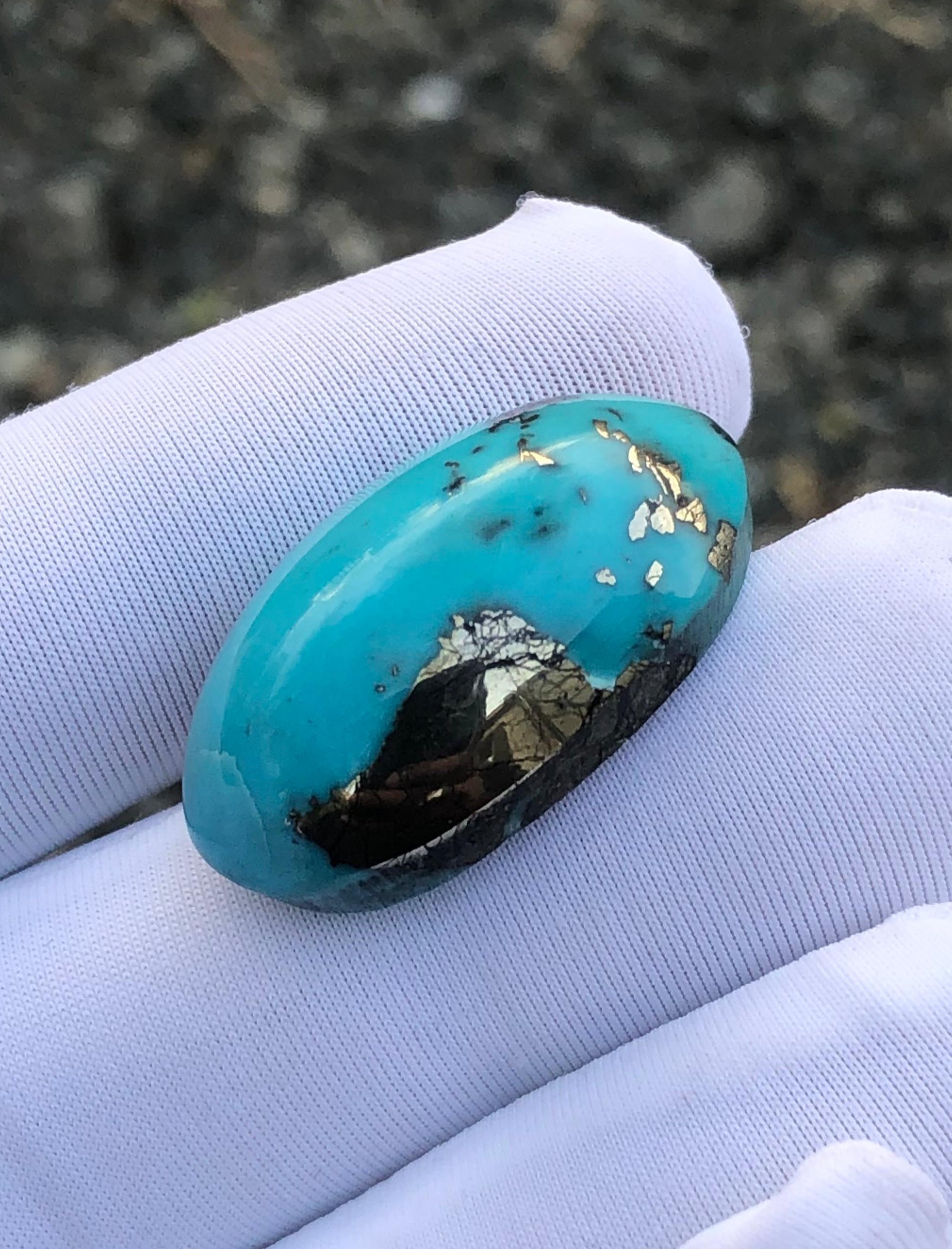 39ct Turquoise with Pyrite, Natural Feroza Stone Dimension 28x18mm