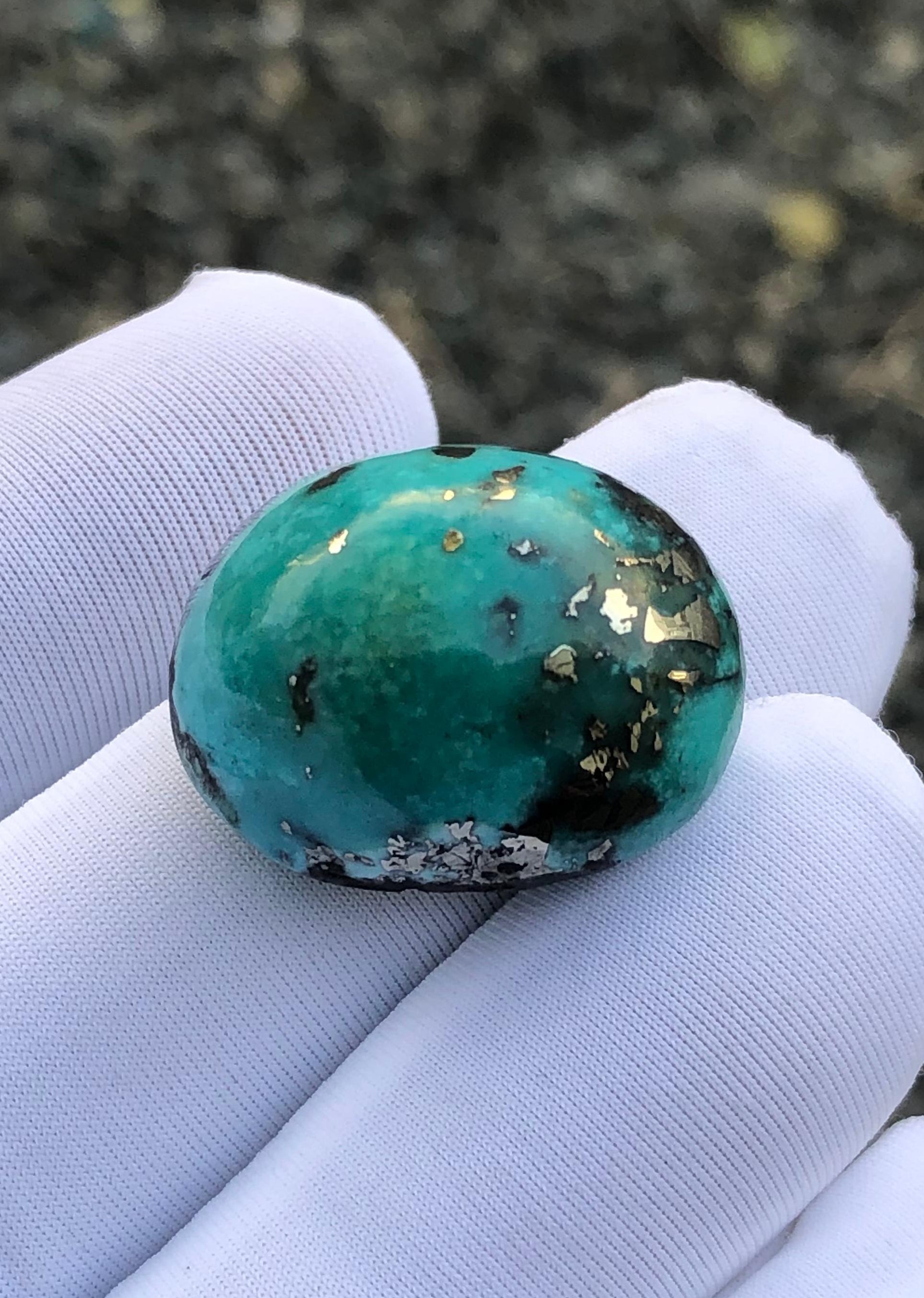 52ct Turquoise with Pyrite, Natural Feroza Stone Dimension 23x18mm