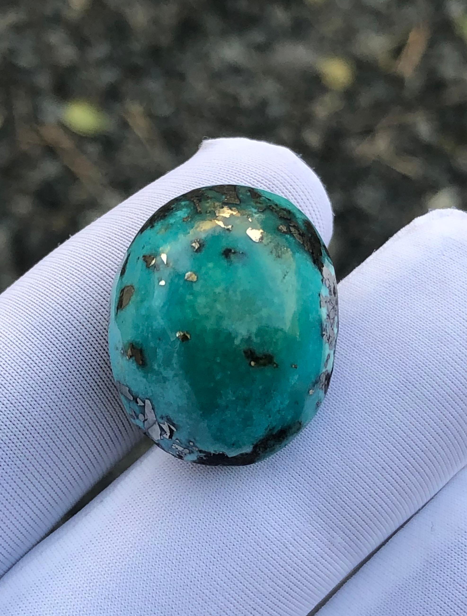 52ct Turquoise with Pyrite, Natural Feroza Stone Dimension 23x18mm