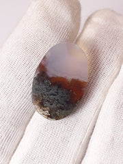 13.6ct- Natural Moss Agate Cabochon from Indonesia - 22 x 14mm