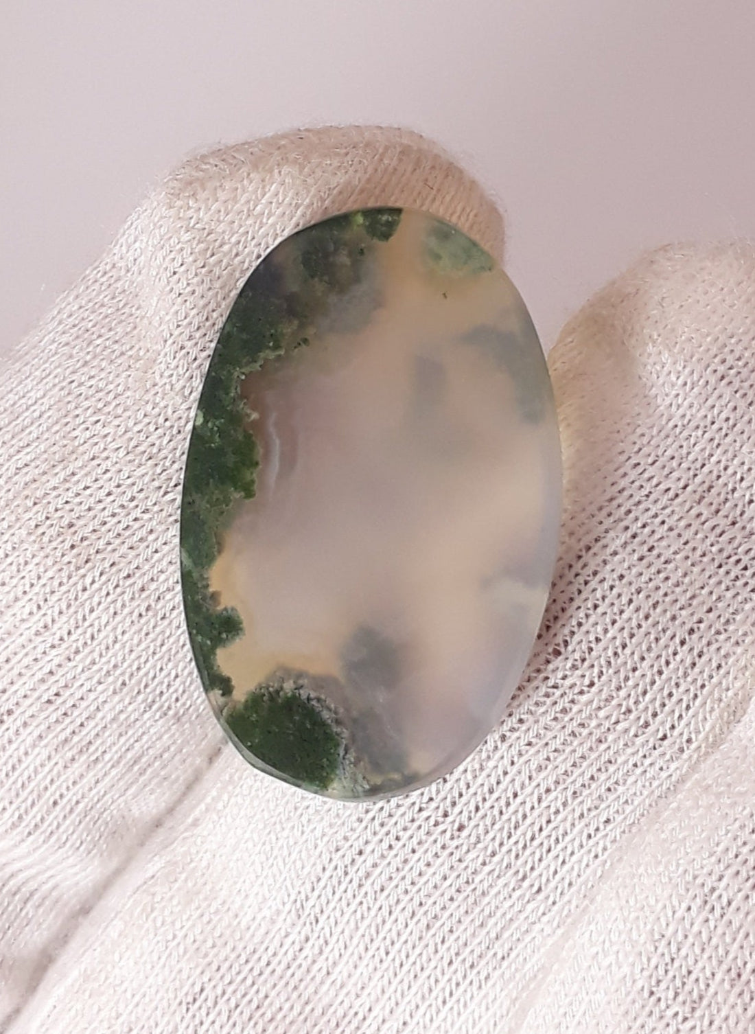 11.6ct- Green Moss Agate Cabochon - 23 x 15mm