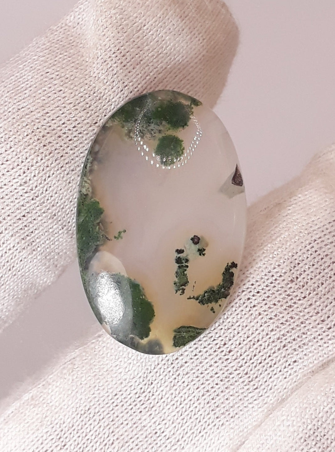 11.6ct- Green Moss Agate Cabochon - 23 x 15mm