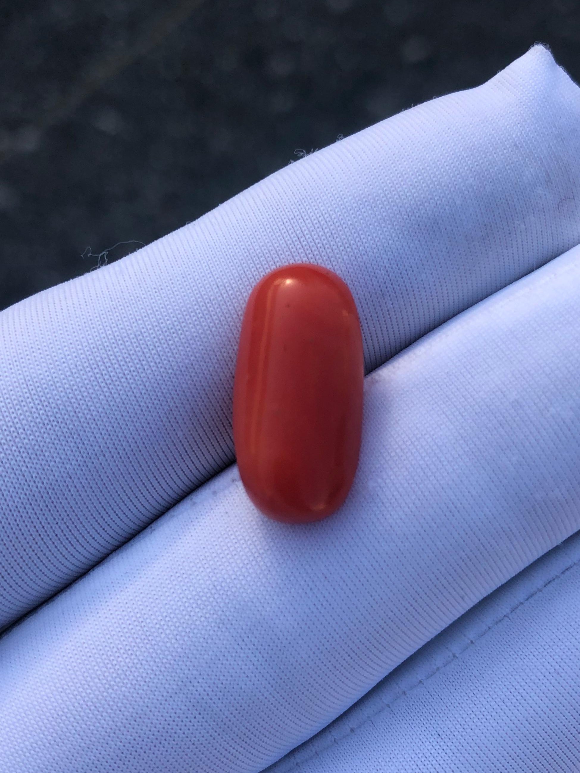 7.30ct Red Coral Stone - Moonga Stone - Marjan Stone - Pagadam Stone - 19x9x5mm