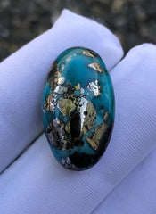 28ct Turquoise with Pyrite, Natural Feroza Stone Dimension 25x14mm