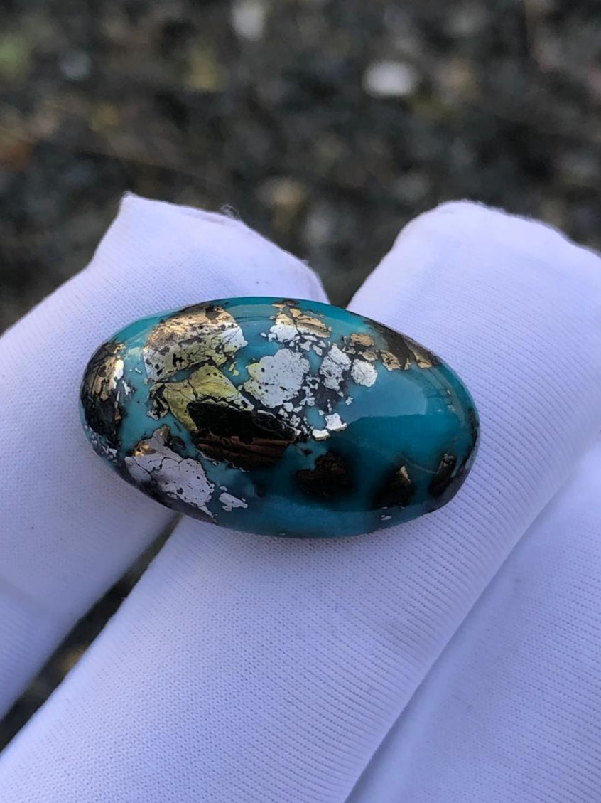 28ct Turquoise with Pyrite, Natural Feroza Stone Dimension 25x14mm