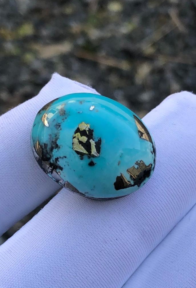 37ct Turquoise with Pyrite, Natural Feroza Stone Dimension 22x17mm