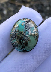 27ct Green Turquoise with Pyrite, Natural Feroza Stone Dimension 21x17mm